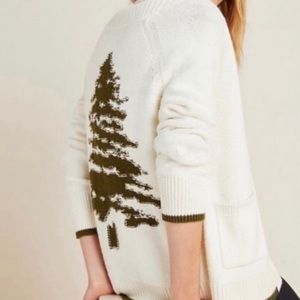 Anthropologie Evergreen Christmas Tree Cardigan